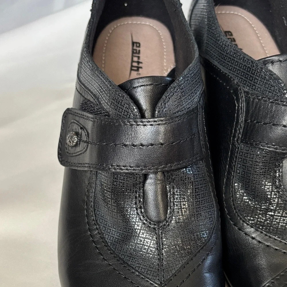 Earth Women's Black Leather Loafers 11B - Picture 3 of 16